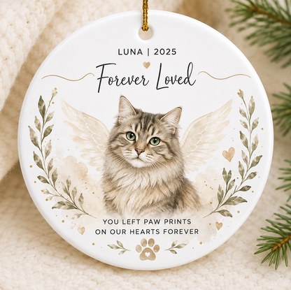 Personalized Pet Memorial Photo Dog Cat Christmas Tree Circle Ceramic Ornament Gift Set 1-8 PCS Multi Style