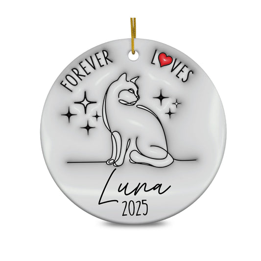 Personalized Cat Memorial Custom 3D Inflated Effect Ornament