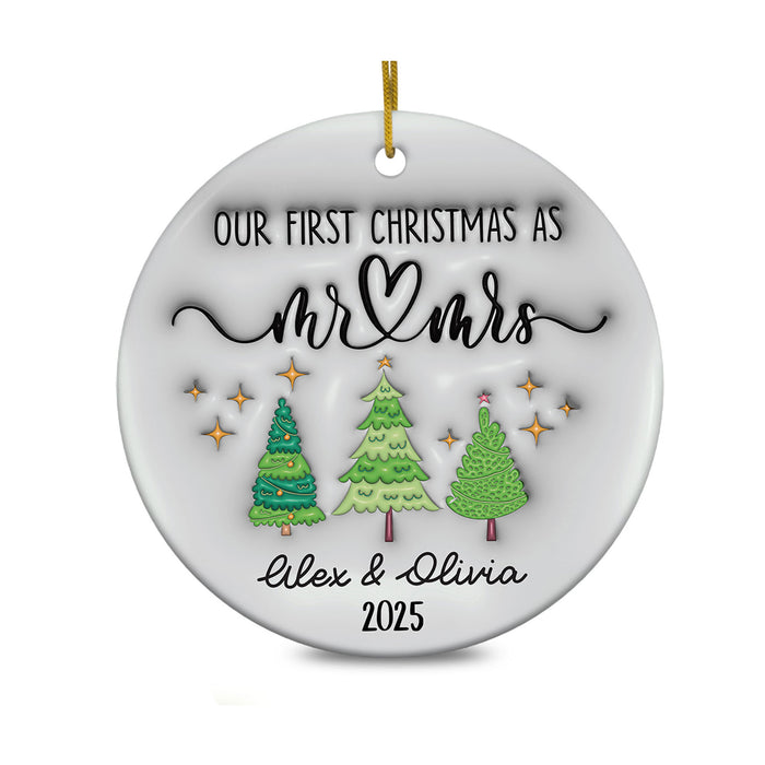 Personalized First Christmas Married Ornament 2025 3D Inflated Effect