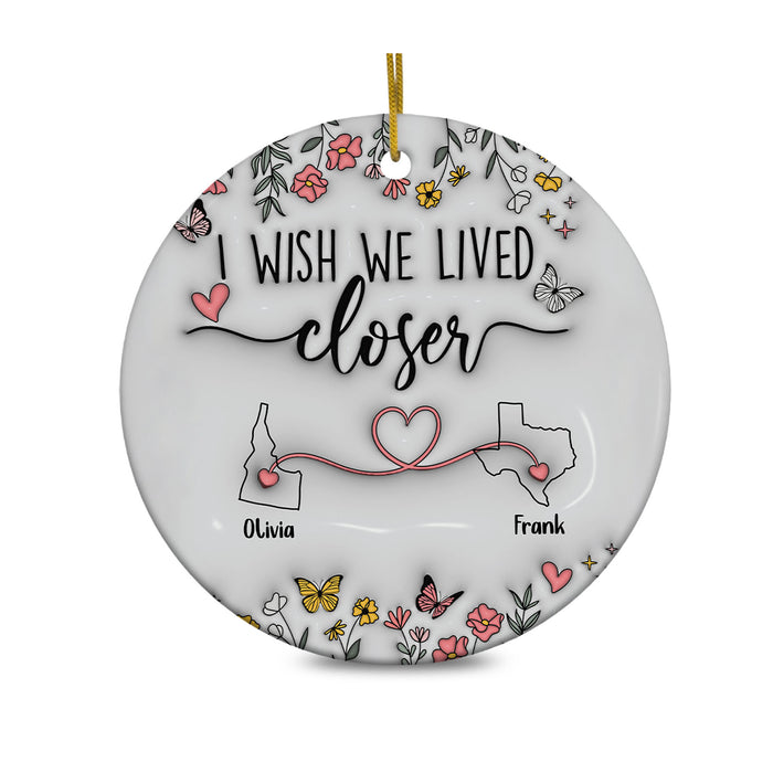 Personalized Map Distance State Floral Custom 3D Inflated Effect Ornament