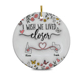 Personalized Map Distance State Floral Custom 3D Inflated Effect Ornament