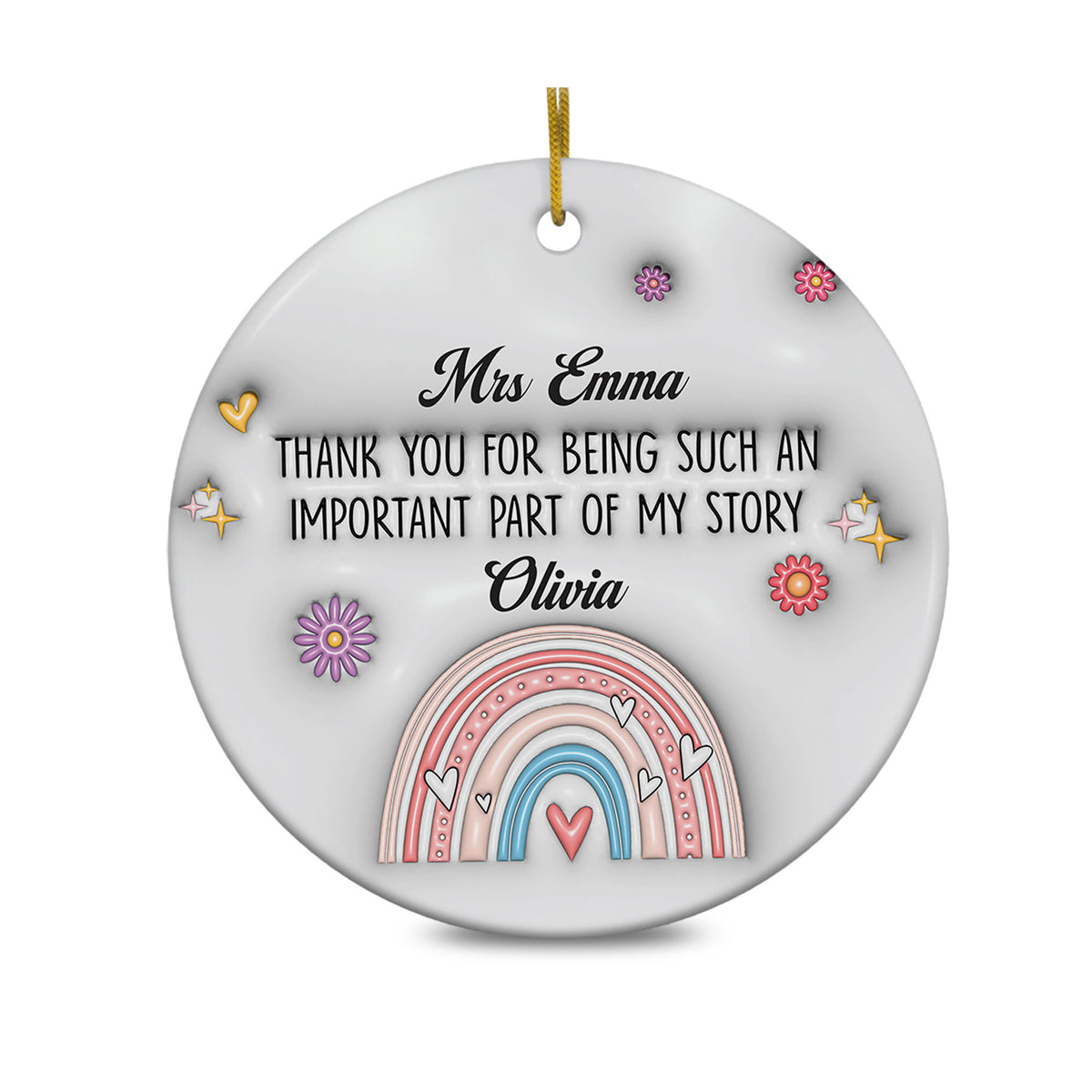 Personalized Teacher Appreciation Gifts Ornament 2025 3D Inflated Effect