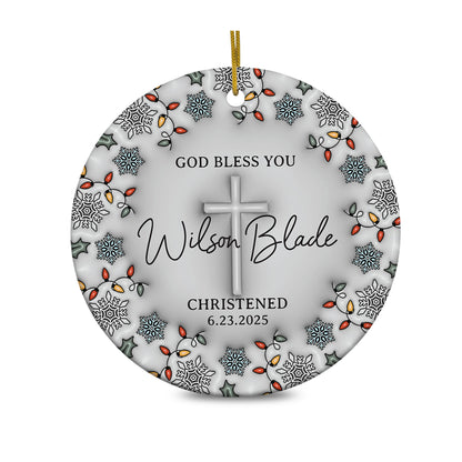 Personalized Christian Custom 3D Inflated Effect Ceramic Ornament Custom Name