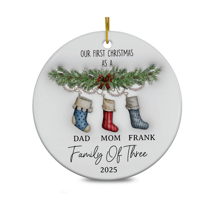 Personalized Family Of Three Christmas Ornament 3D Inflated Effect