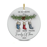Personalized Family Of Three Christmas Ornament 3D Inflated Effect