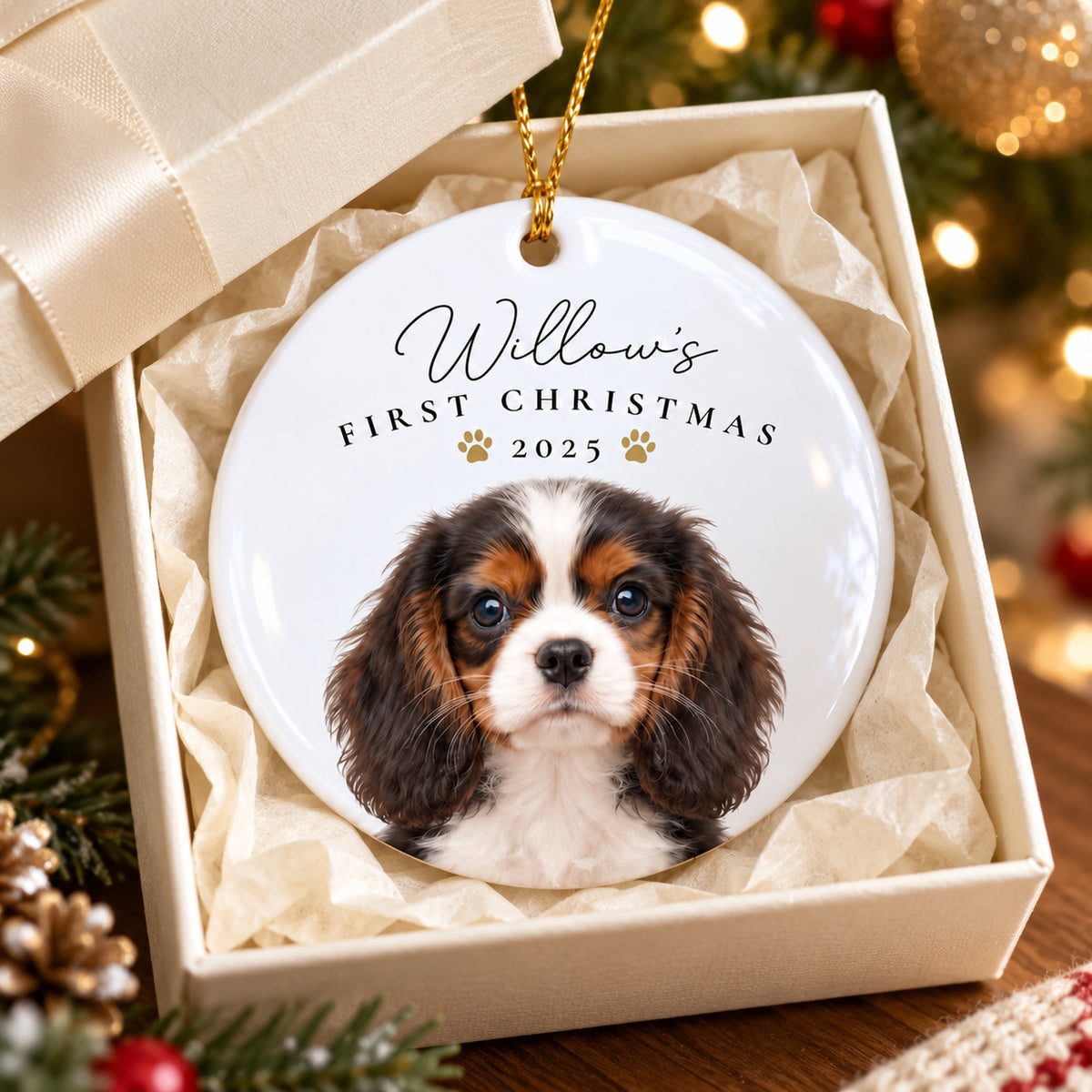 Dogs First Christmas Personalized Dog Christmas Ornament Puppy’s First Christmas Ornament Pet Picture Ornament Dog’s 1st Christmas Ornament