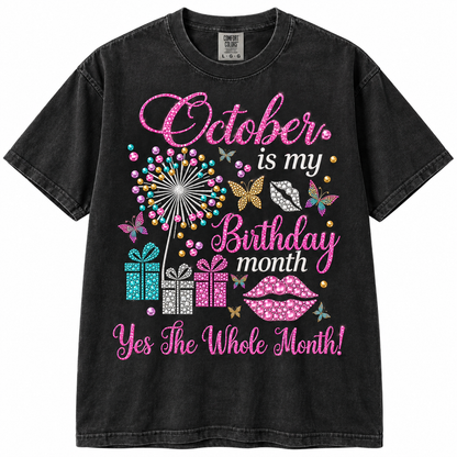 October T Shirt Birthday Whole Month Color