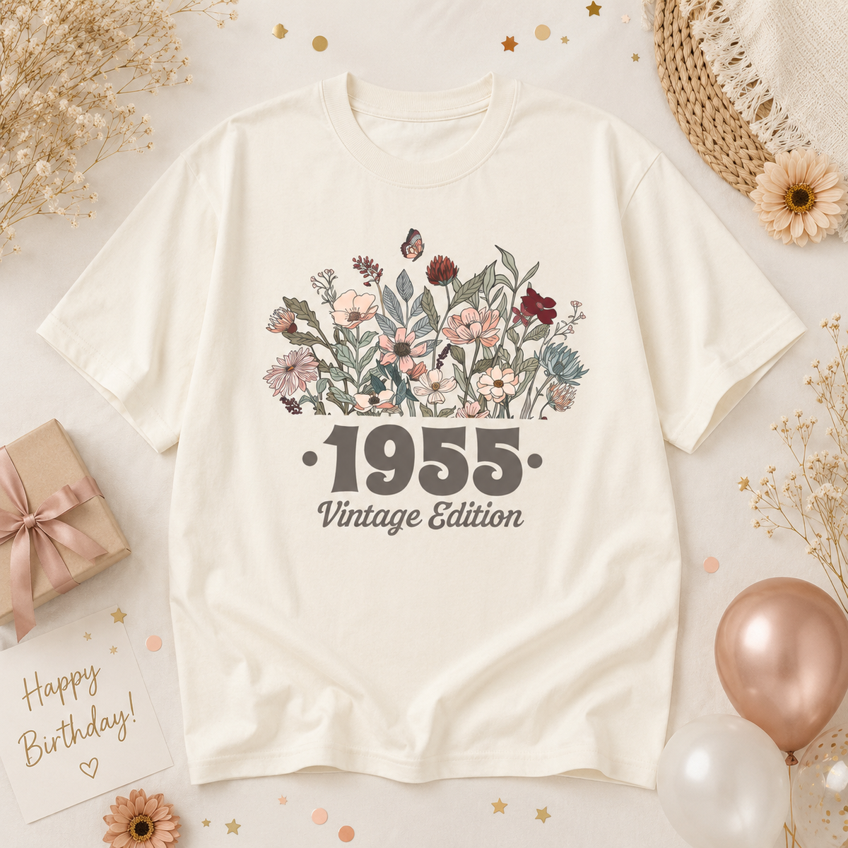 Personalized Birth Month Year Vintage Shirt, Custom Birth Flower Birthday Tee Custom Multi Style