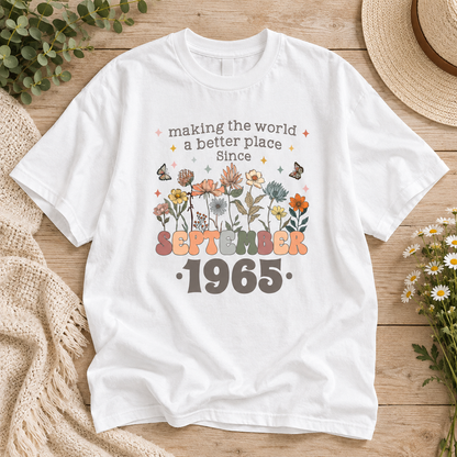 Personalized Birth Month Year Vintage Shirt, Custom Birth Flower Birthday Tee Custom Multi Style