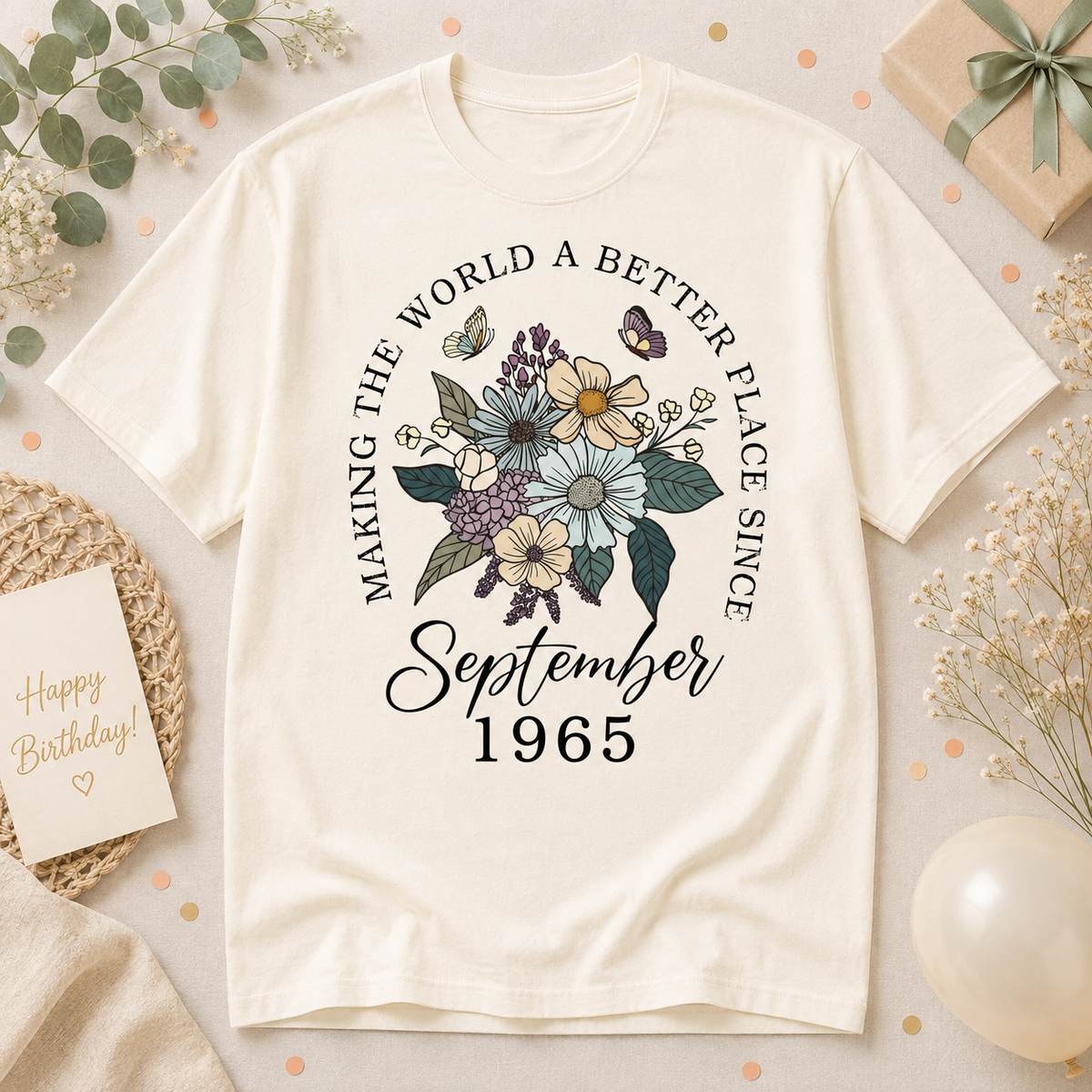 Personalized Birth Month Year Vintage Shirt, Custom Birth Flower Birthday Tee Custom Multi Style