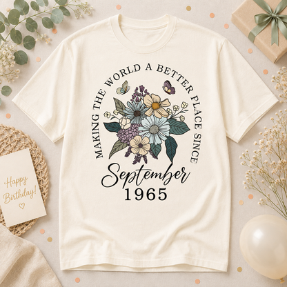 Personalized Birth Month Year Vintage Shirt, Custom Birth Flower Birthday Tee Custom Multi Style