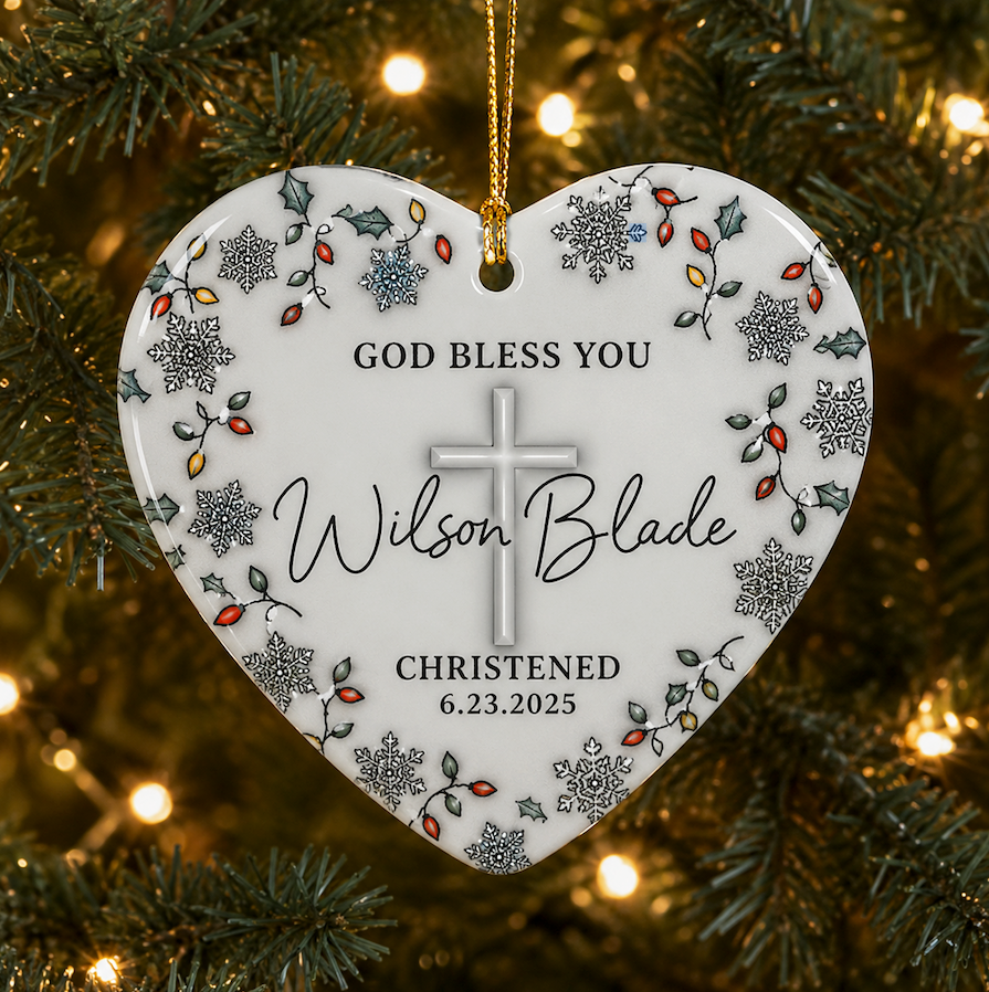 Personalized Christian Custom 3D Inflated Effect Ceramic Ornament Custom Name