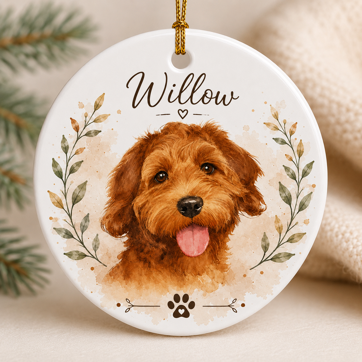 Personalized Pet Photo Christmas Ornament – Custom Dog Cat Portrait Ceramic Ornament Gift