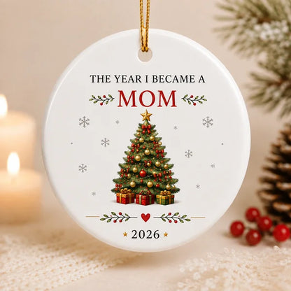 Our First Christmas As A Family Of Three | Set Of 4 Custom Name Ceramic Ornaments Family - Dad - Mom - Baby