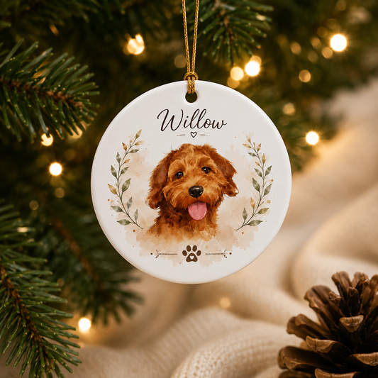 Personalized Pet Photo Christmas Ornament – Custom Dog Cat Portrait Ceramic Ornament Gift