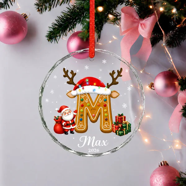Family Name Sign Custom Glass Ornament Set 1-8