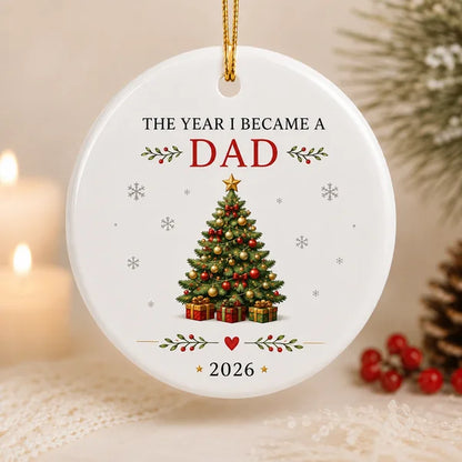 Our First Christmas As A Family Of Three | Set Of 4 Custom Name Ceramic Ornaments Family - Dad - Mom - Baby