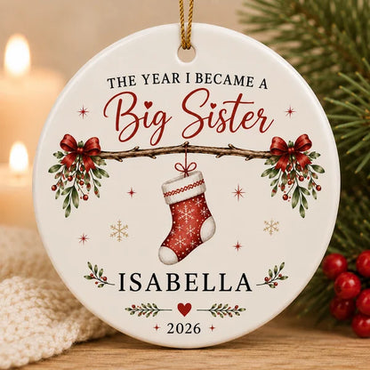 Our First Christmas As A Family Of Four | Set Of Custom Ceramic Ornaments Family - Dad - Mom - Brother/Sister-Baby