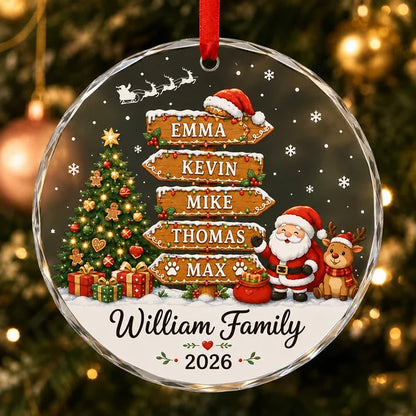 Family Name Sign Custom Glass Ornament Set 1-8