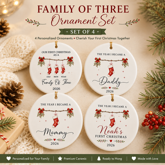 Stocking Names for 3 to 6 Members Including Pets - Our First Christmas 2026 Keepsake Gift