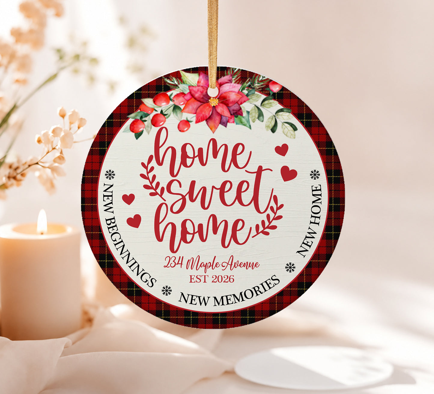 Home Sweat Home New Beginning - Custom Name & Address Ceramic Xmas Ornament 2026