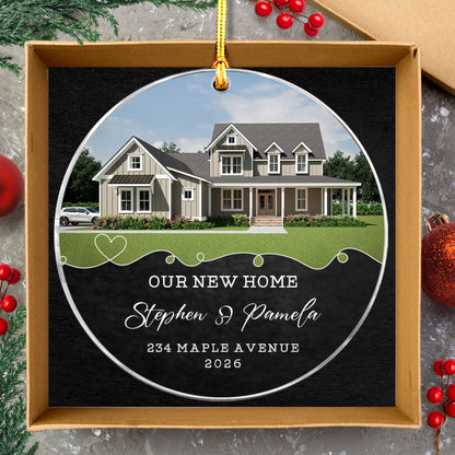 Our New Home Custom Name Image Glass Xmas Ornament 2026