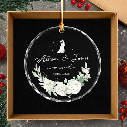 Married Custom Name Glass Xmas Ornament 2026