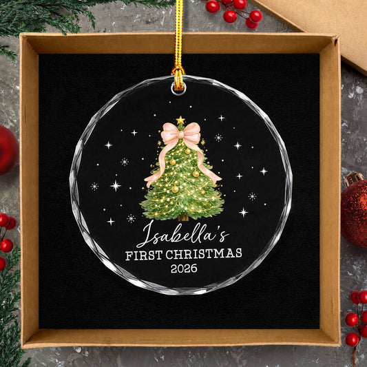 Baby 1st Christmas Ornament - Custom Name Glass Ornament 2026