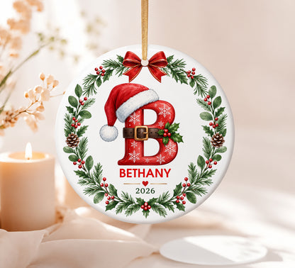 Personalized Letter Name Ornament for Family, Kids Grandkids, Monogram Initial Christmas gift