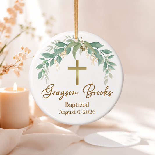 Baptized Custom Date Time Ceramic Ornament Xmas 2026