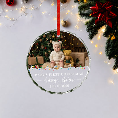 Baby 1st Christmas Ornament Image - Custom Name Glass Ornament 2026