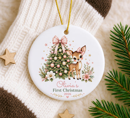 Personalized Baby Ornament - Christmas, Birthday Gifts for New Mom Dad - Custom Babies First Ornament