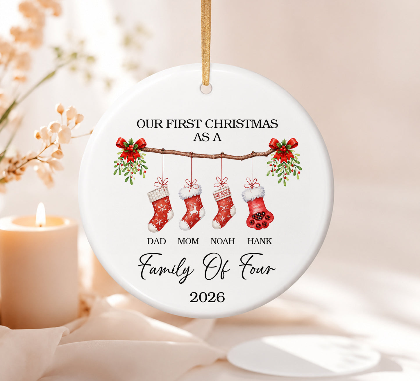 Family Of Four - Ceramic Ornament 2026 Xmas