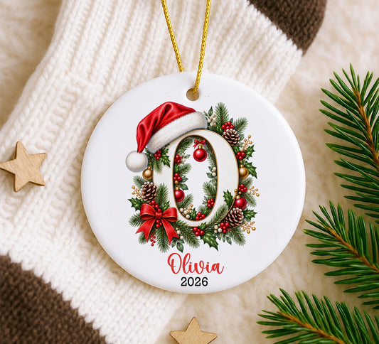Personalized Monogram Christmas Ornament 2026, Custom Initial Name Keepsake, Festive Letter Bauble, Family Tree Decor, Stocking Stuffer