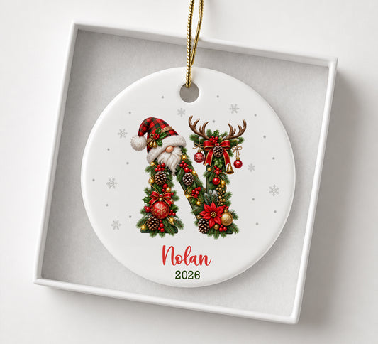 Personalized Monogram Keepsake Ornament 2026 – Custom Initial Name Decor, Family Memory Gift, Holiday & Yearly Ornament