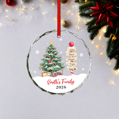 Custom Image Name Pine Tree Glass Xmas Ornament 2026