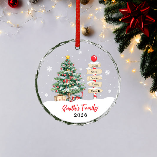 Custom Image Name Pine Tree Glass Xmas Ornament 2026