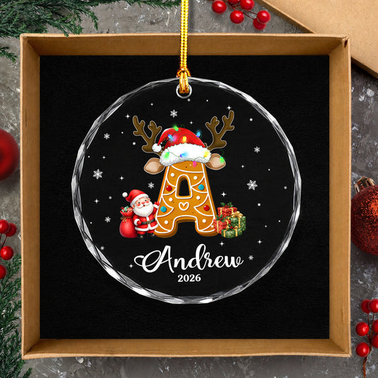 Init Letter Cookie Custom Name Christmas Glass Ornament Xmas 2026