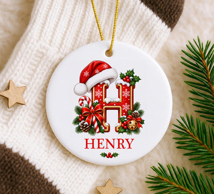 Personalized Initial Ornament, Custom Letter & Name Tree Decor, Monogram Holiday Ornament, Christmas Family Yearly Keepsake, Coworker Gift