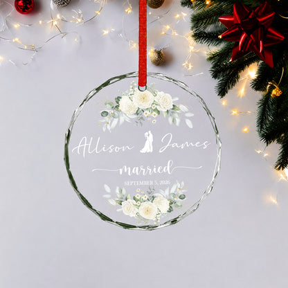 Marriage Custom Name Glass Xmas Ornament 2026