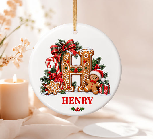 Personalized Gingerbread Letter Ornament, Custom Name Ornament, Kids Christmas Gift, Family Tree Hanging Decoration
