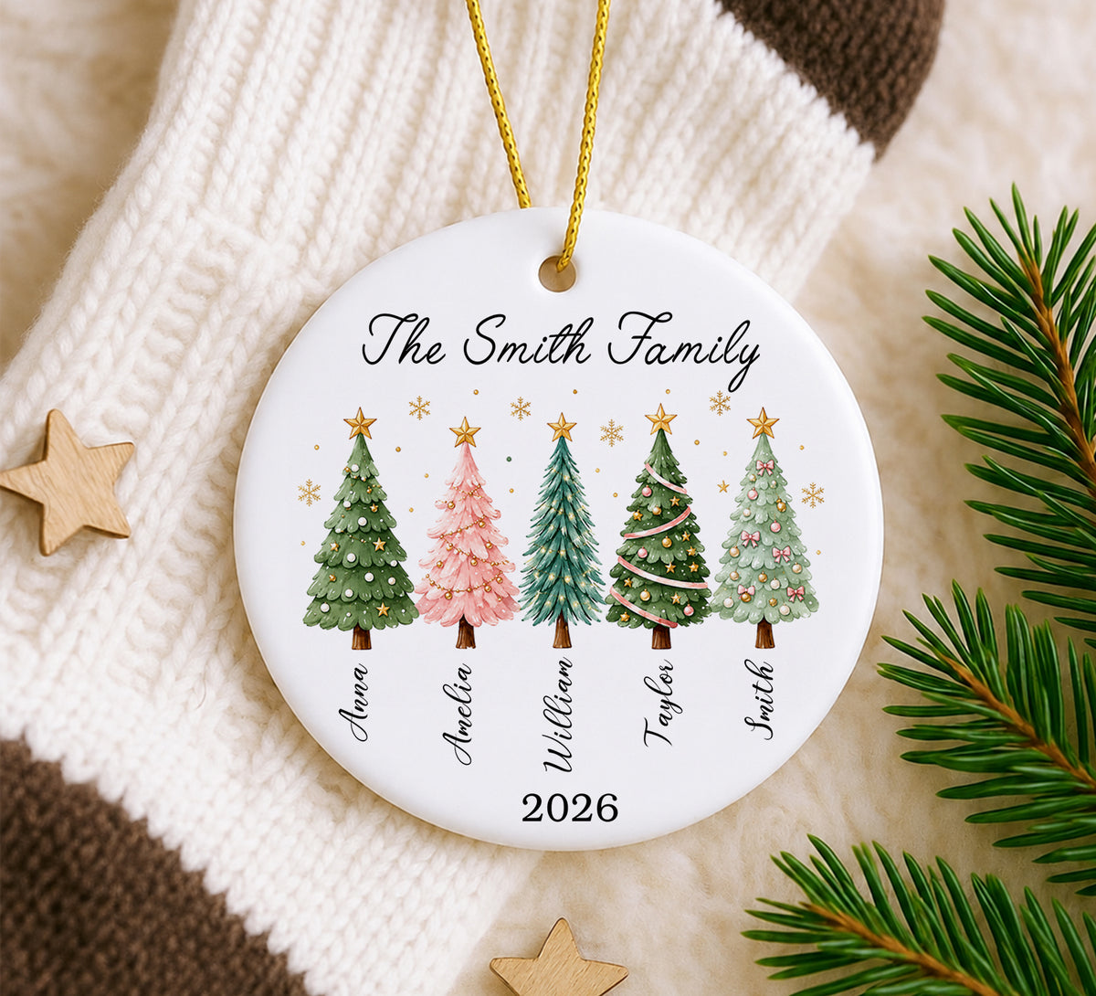 Personalized Family of Five Chrismtas Ornament 2026 - Our First Christmas As A Family of 5 Keepsake - Baby First Holiday Ornament - Parents Gift for Mom Dad - Newborn Kids Xmas Tree Decor