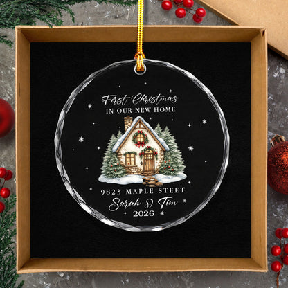 1st Christmas New Home Ornament - Custom Name Glass Ornament 2026