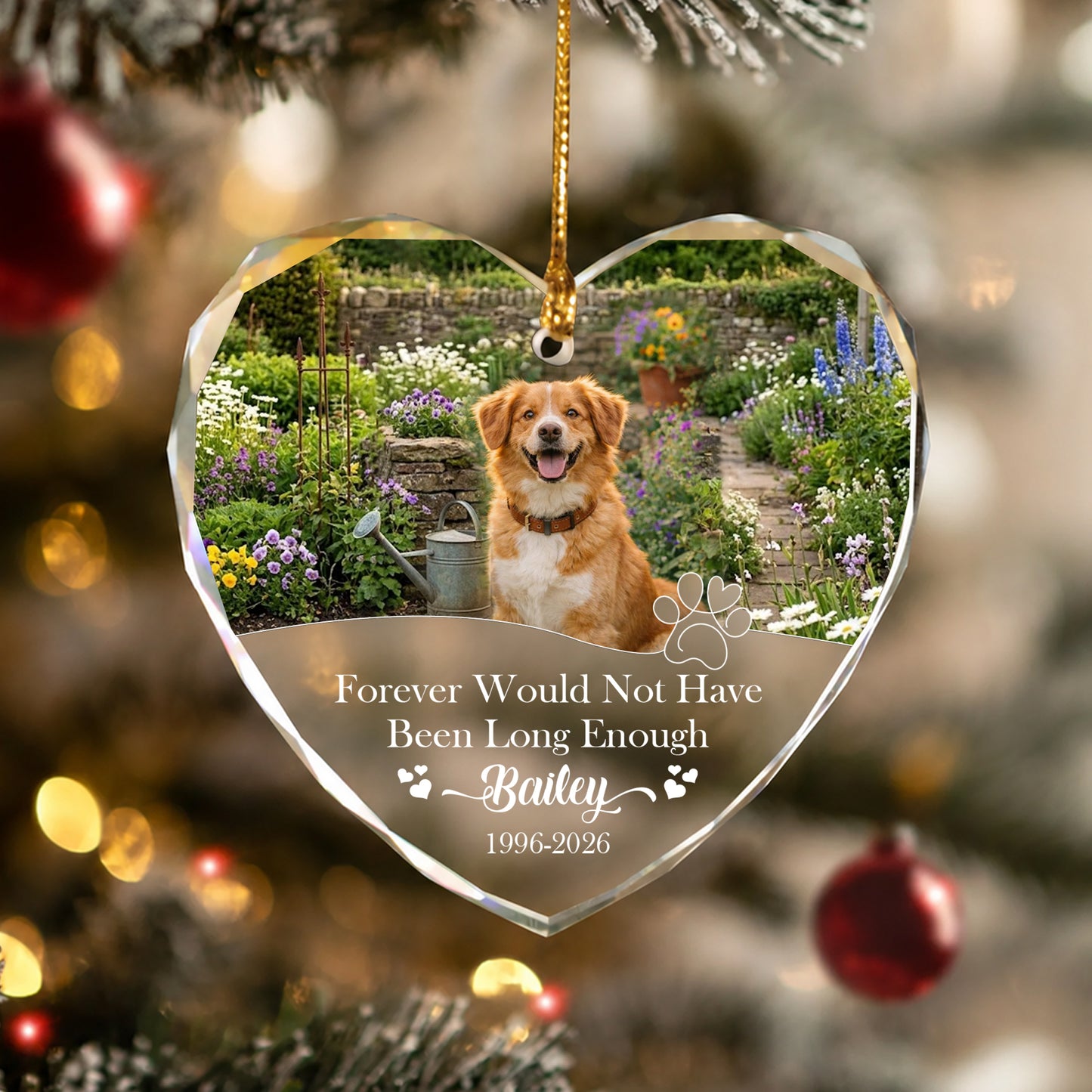 Forever Pet Dog Cat Custom Image Name Glass Xmas Ornament 2026