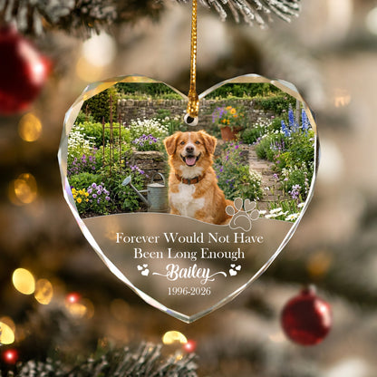 Forever Pet Dog Cat Custom Image Name Glass Xmas Ornament 2026