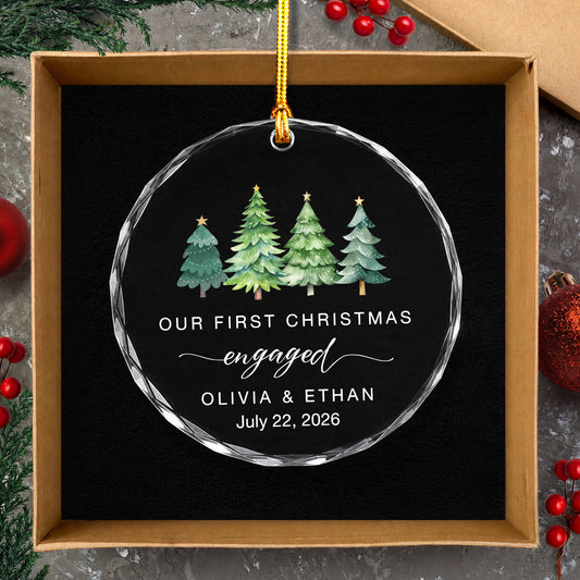 Our 1st Christmas Engaged Glass Ornament 2026 Xmas