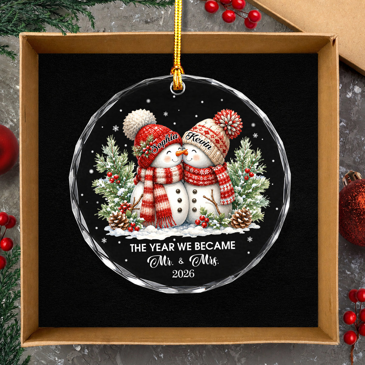 Custom First Christmas Ornament, Newlywed Wedding Gifts, Personalized First Christmas Keepsake, Our 1st Married Christmas Mr Mrs Orrnament