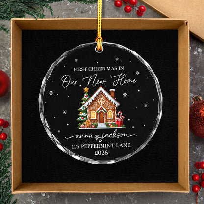 First Christmas In New Home Custom Name Glass Xmas Ornament 2026