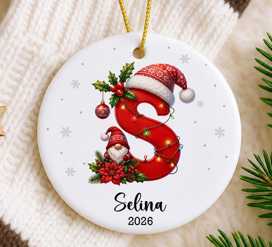 Personalized Initial Christmas Ornament, Custom Christmas Decorations with Name, Monogram Holiday Decor, Family Gift