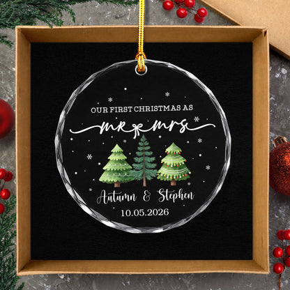 Our First Christmas As Mr & Mrs Pine Tree Glass Xmas Ornament 2026